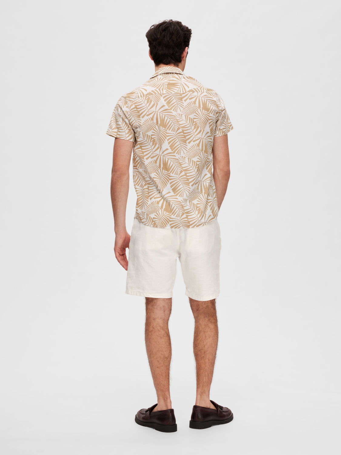 Lin kortarm Skjorte - Mønstret/ White